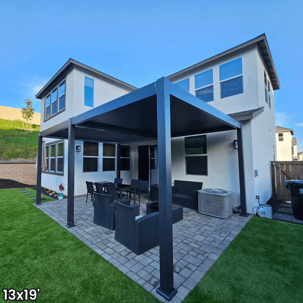 Bon Pergola 13'x19' Motorized Louver with Edge Lighting Villa Pergola VP-6425 (6 Posts) 3 Posts for WM)