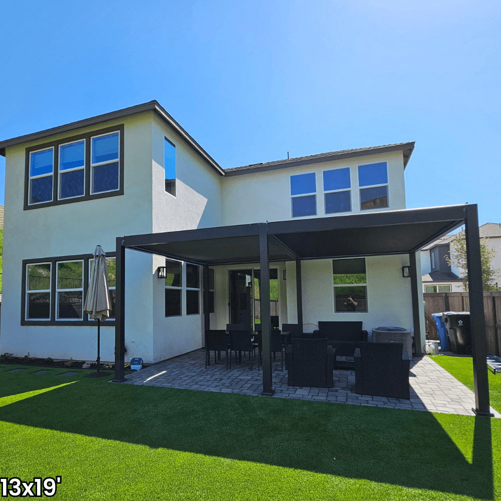 Bon Pergola 13'x19' Motorized Louver with Edge Lighting Villa Pergola VP-6425 (6 Posts) 3 Posts for WM)