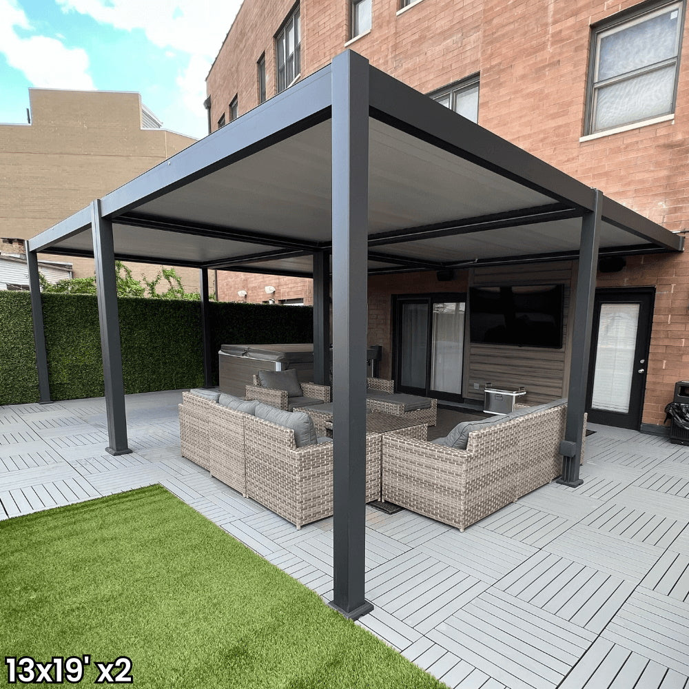 Bon Pergola 13'x19' Motorized Louver with Edge Lighting Villa Pergola ...