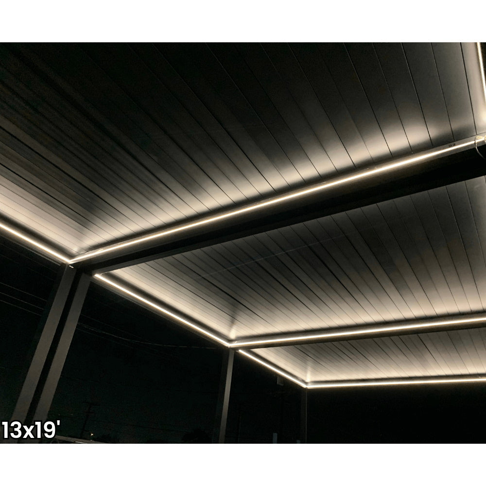 Bon Pergola 13'x19' Motorized Louver with Edge Lighting Villa Pergola VP-6425 (6 Posts) 3 Posts for WM)