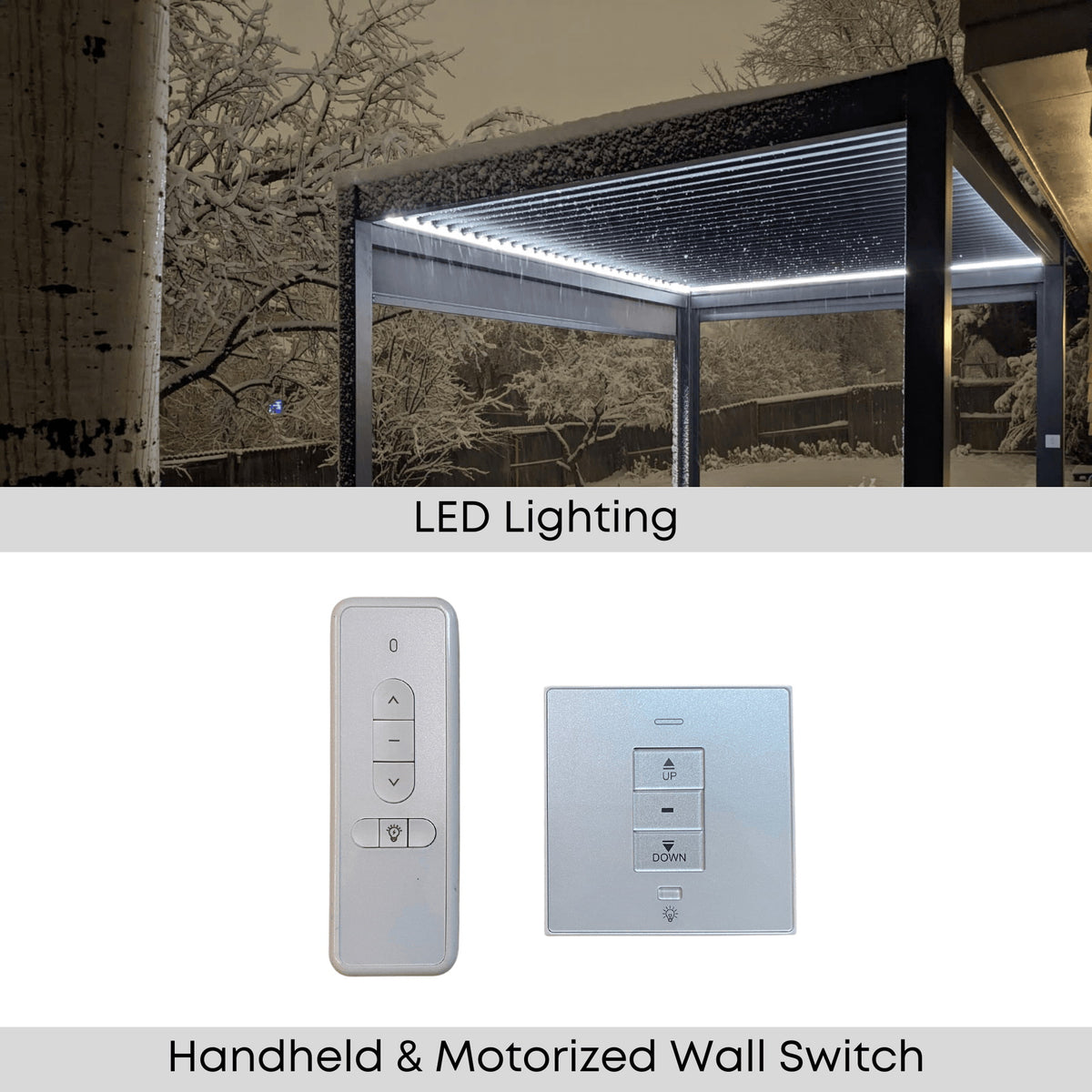 Bon Pergola 10'x13' Motorized Louver with Edge Lighting Villa Pergola VP-4325