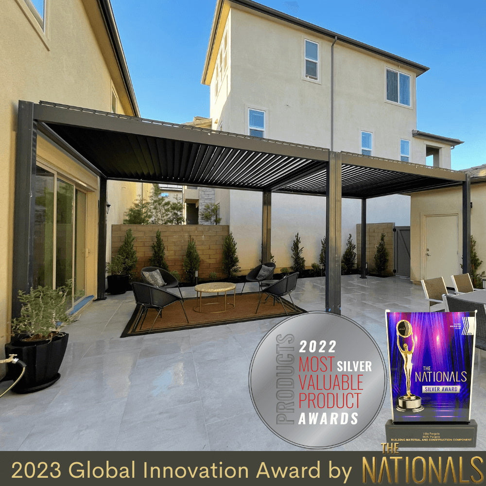 Bon Pergola 13'x13' Motorized Louver with Edge Lighting Villa Pergola VP-4425