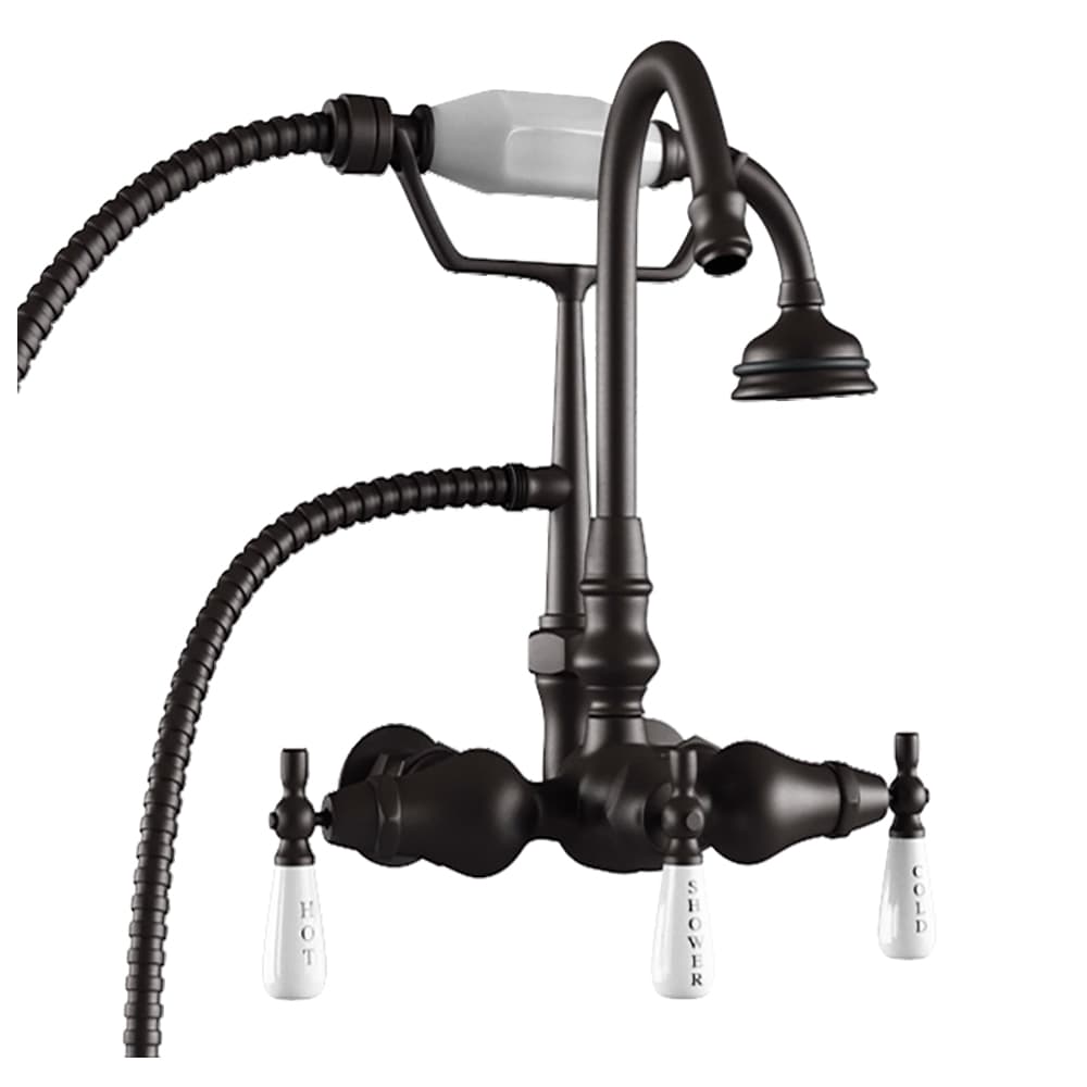 Cambridge Plumbing Clawfoot Tub Brass Wall Mount Faucet with Hand Held Shower CAM684BTW