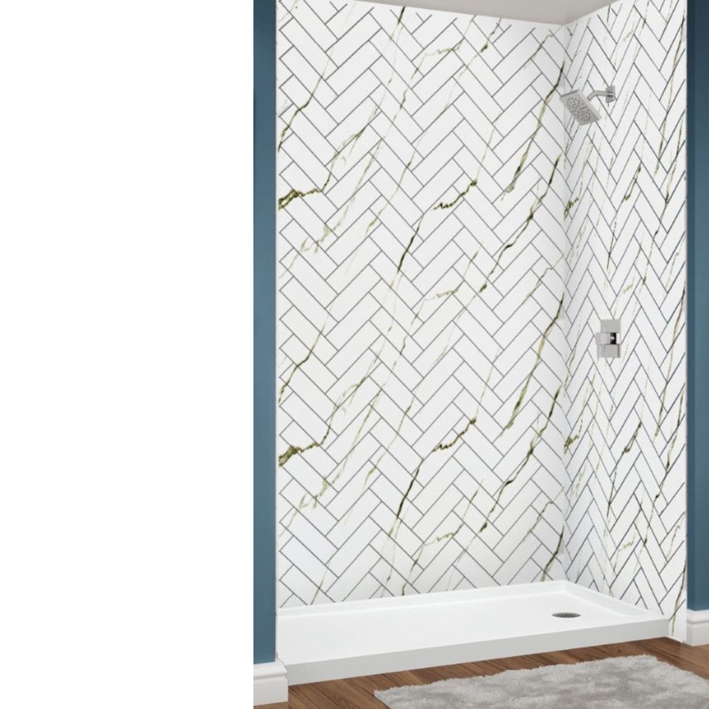 Avora Bath Calcutta Gold Wall with Herringbone 60" x 36" x 96" AV6036CGWWSHerr