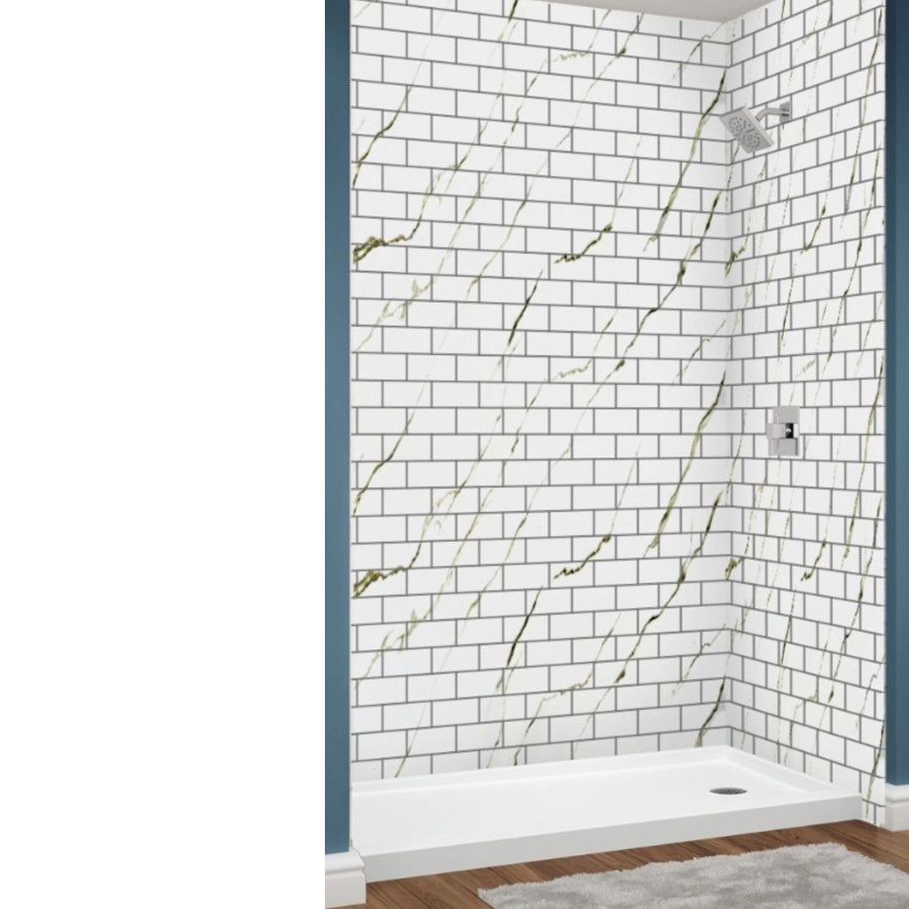 Avora Bath Calcutta Gold Walls with Subway 60" x 36" x 96" AV6036CGWWSSub