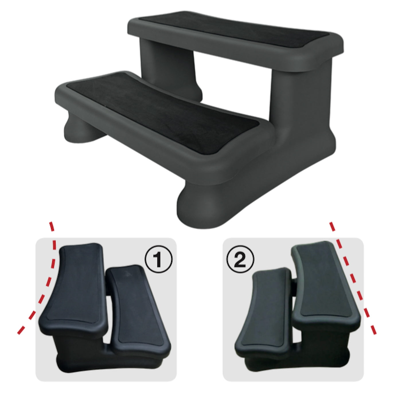 Canadian Spa Universal Spa Steps - Black - in a white background - KF-10061 - Vital Hydrotherapy