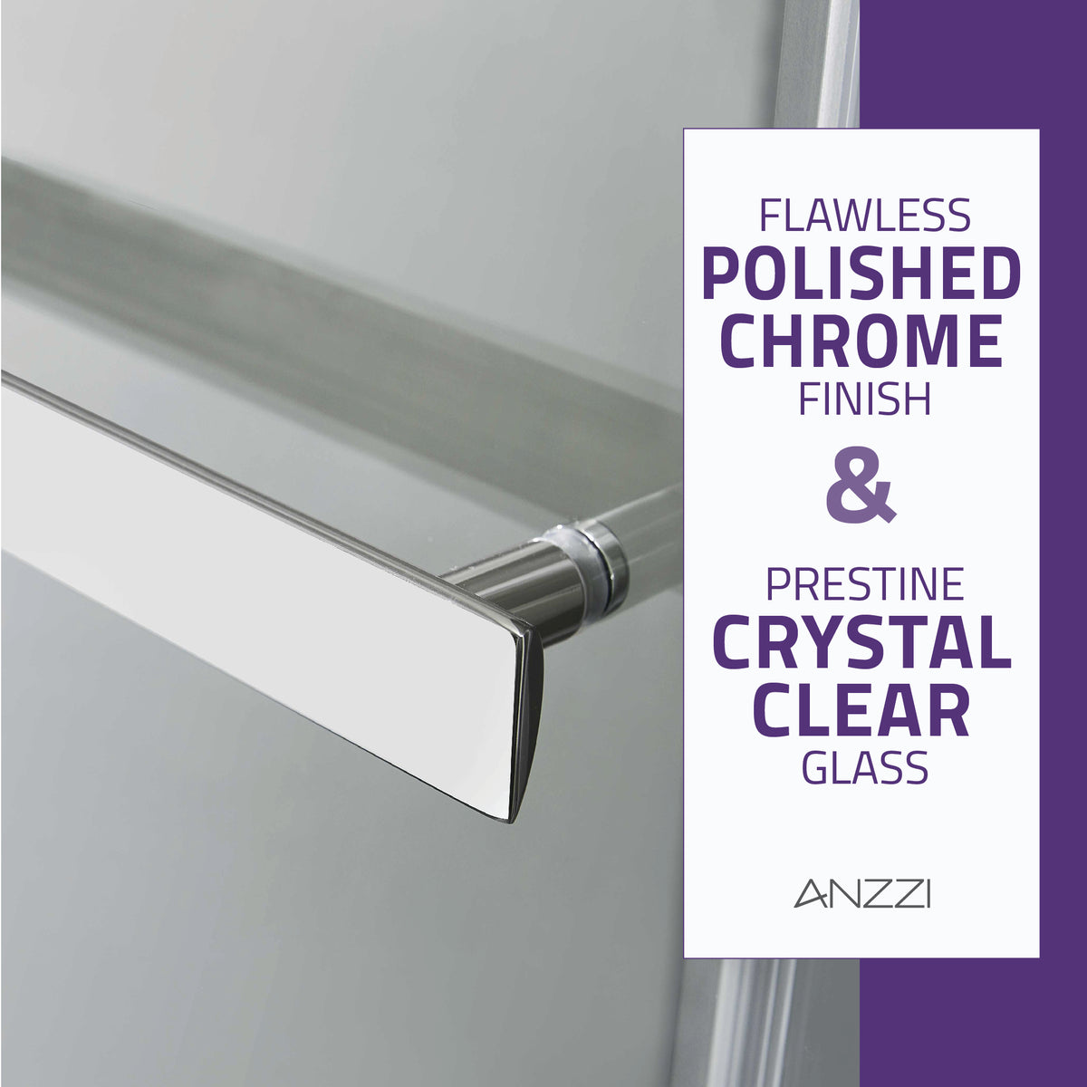 Anzzi Kahn Series 48 in. x 76 in. Frameless Sliding Shower Door with Horizontal Handle SD-FRLS05801