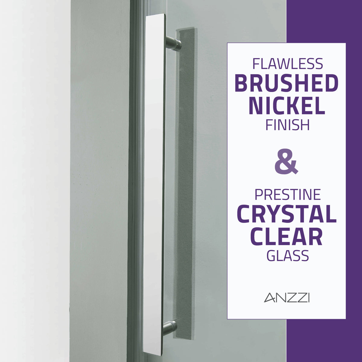 Anzzi Stellar Series 48 in. x 76 in. Frameless Sliding Shower Door with Handle SD-FRLS05901