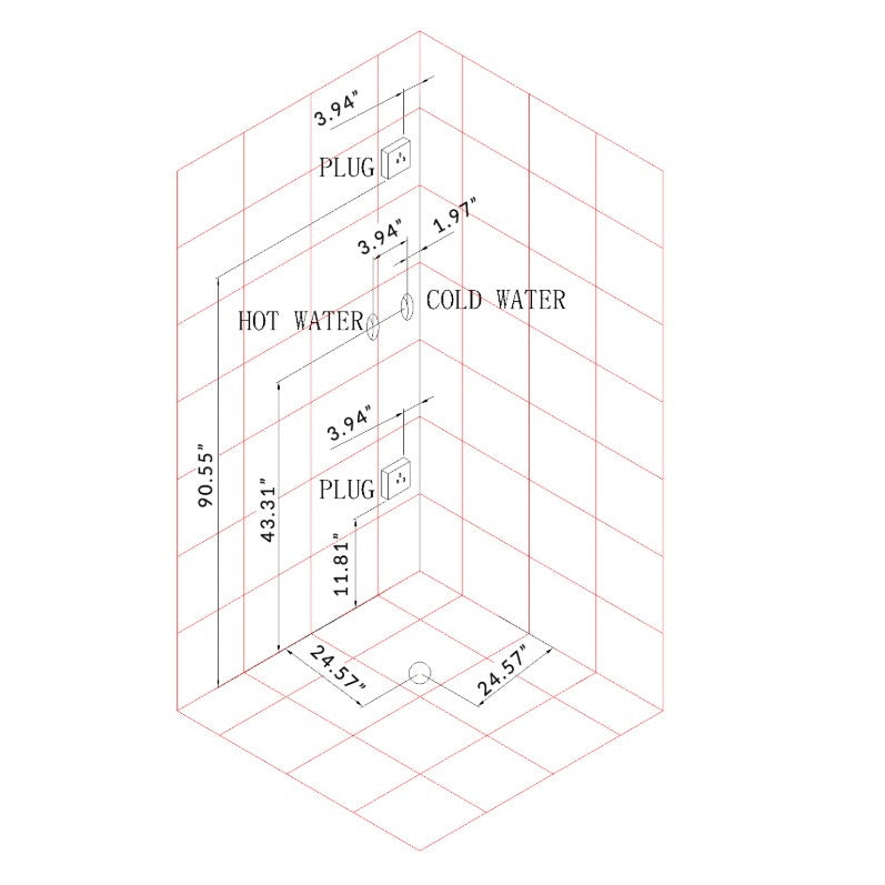 Platinum Corner Steam Shower | 59"x59"x89" DA333 Black