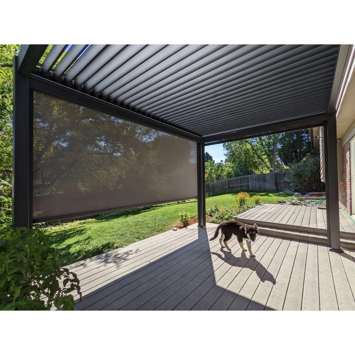 Bon Pergola Motorized Aluminum 13'x19' Villa Pergola with Wind Screen - Black - VP-DIY-6425 - Vital Hydrotherapy