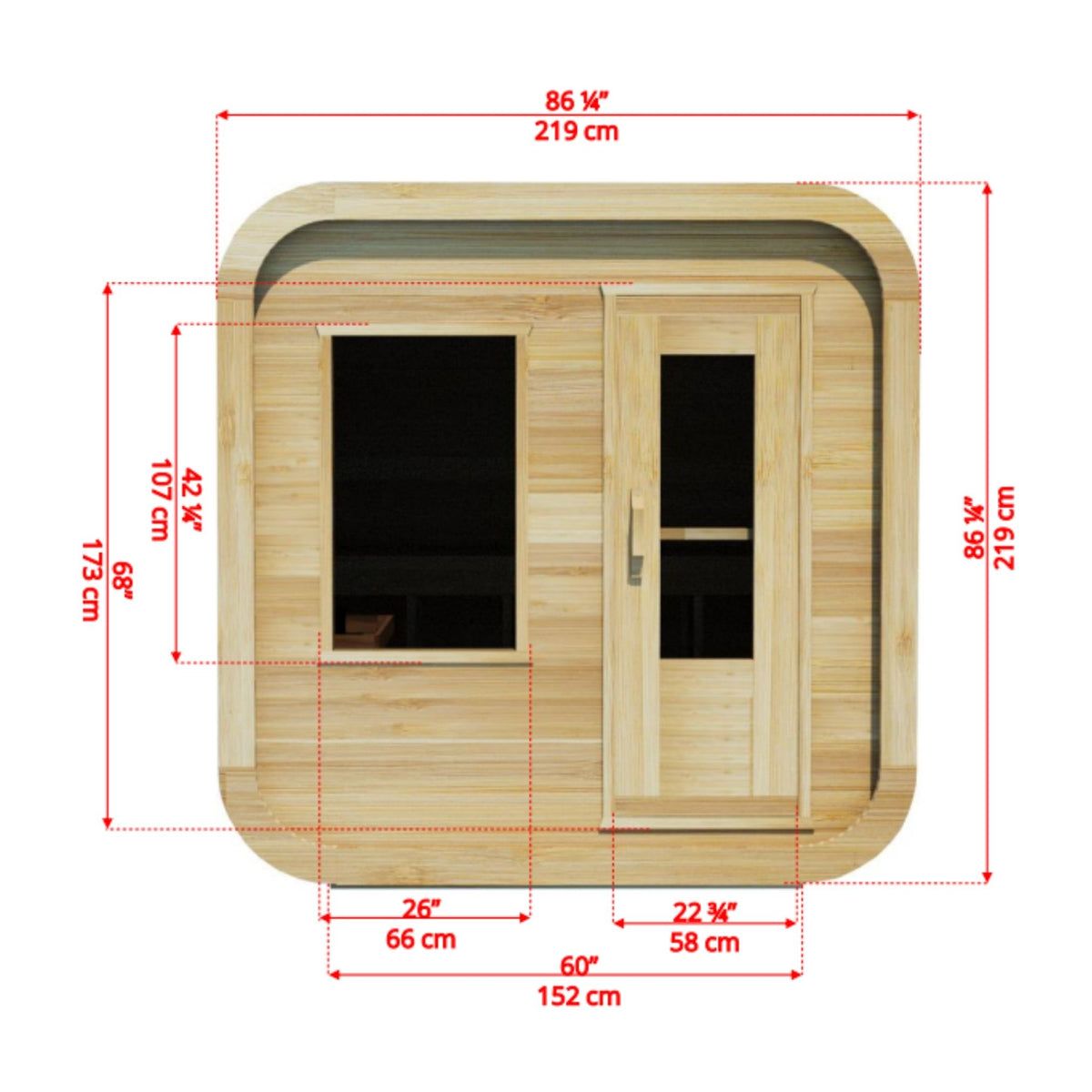 Dundalk Canadian Timber Luna 2 to 3 Person White Cedar 6.5 Foot Sauna CTC22LU