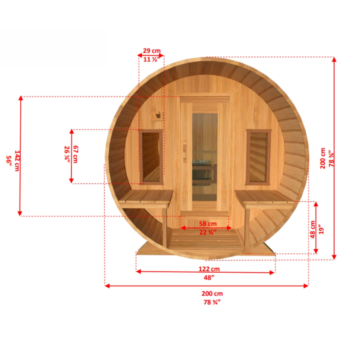 Dundalk Canadian Timber Tranquility Barrel Sauna CTC2345E