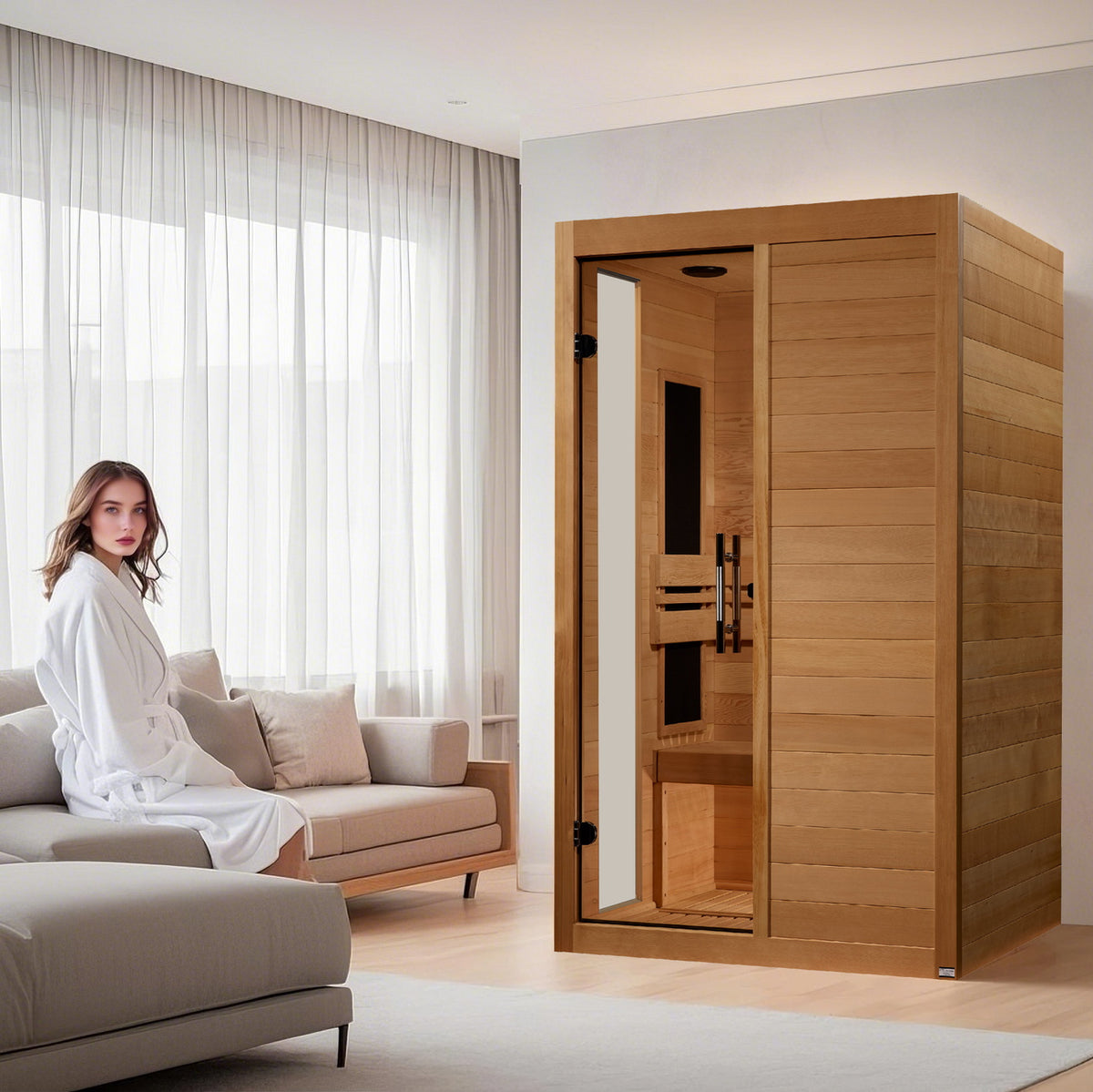 Dynamic Lucca 2-person Low EMF (Between 5-10MG) FAR Infrared Sauna (Canadian Hemlock) DYN-6215-05