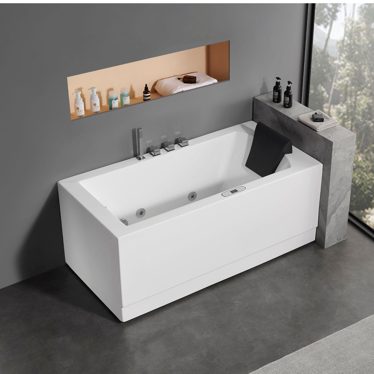 EAGO 5 ft Acrylic White Rectangular Whirlpool Bathtub with Fixtures AM154ETL-L5