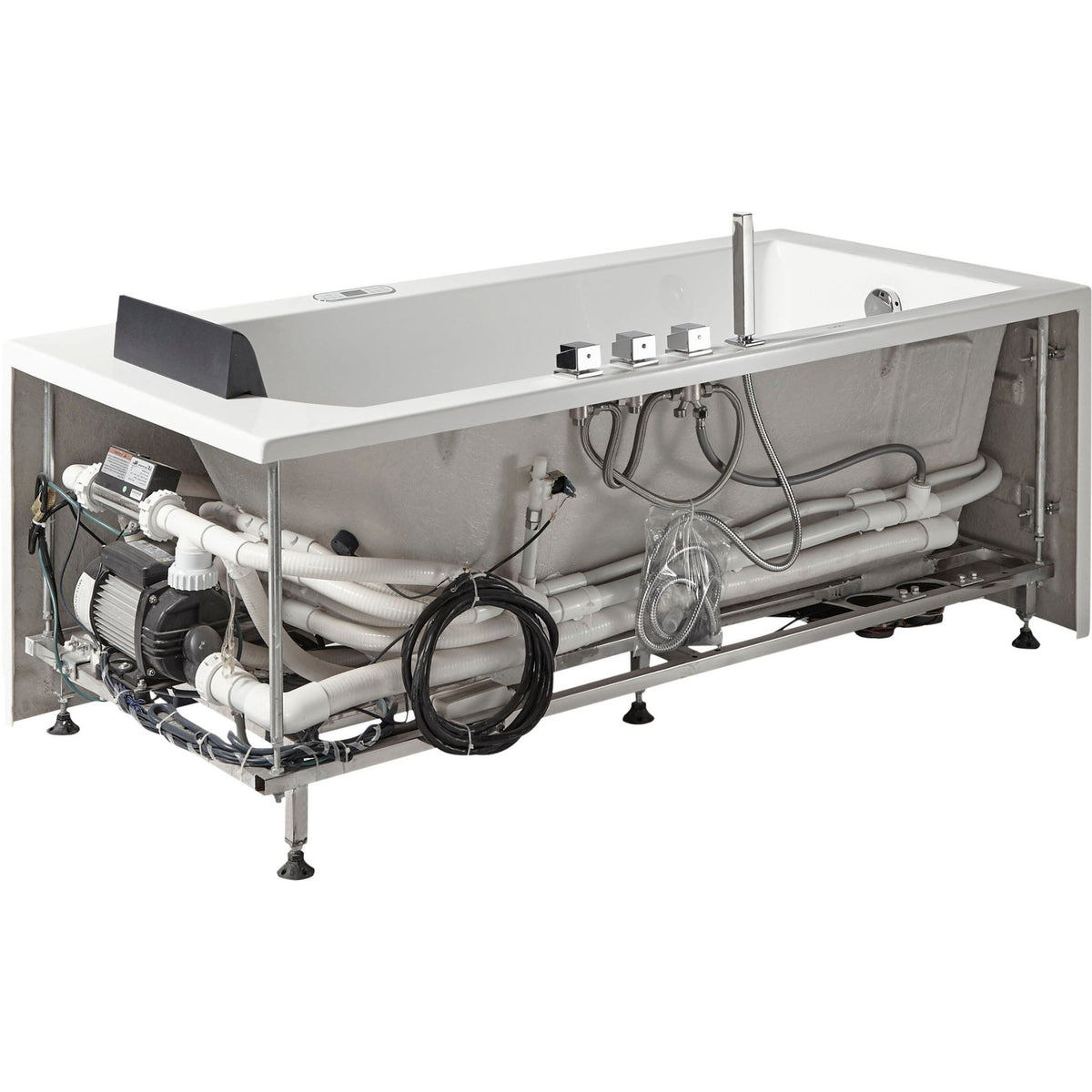 EAGO 5 ft Acrylic White Rectangular Whirlpool Bathtub with Fixtures AM154ETL-L5