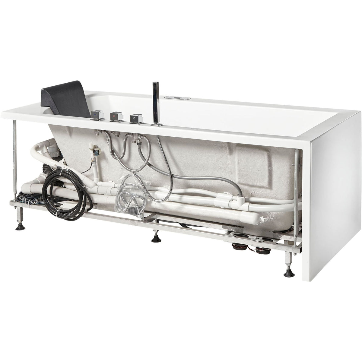 EAGO 5 ft Acrylic White Rectangular Whirlpool Bathtub with Fixtures AM154ETL-L5