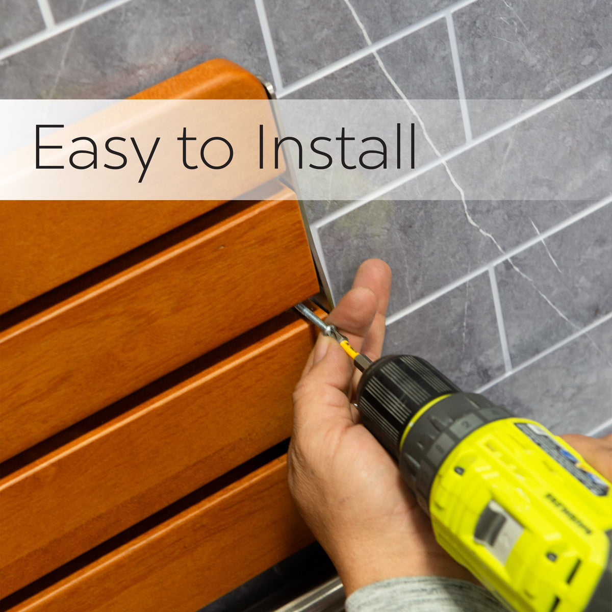 Ella's Bubbles 20.5″W x 13.4″L Folding Teak Shower Chair with Fold-Down Design TEAK-SEAT