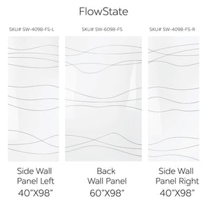 Ella's Bubbles 40" × 60" × 98" Flowstate 3‑Panel Acrylic Shower Wall Kit with CNC‑Engraved Pattern SW-406098-FS