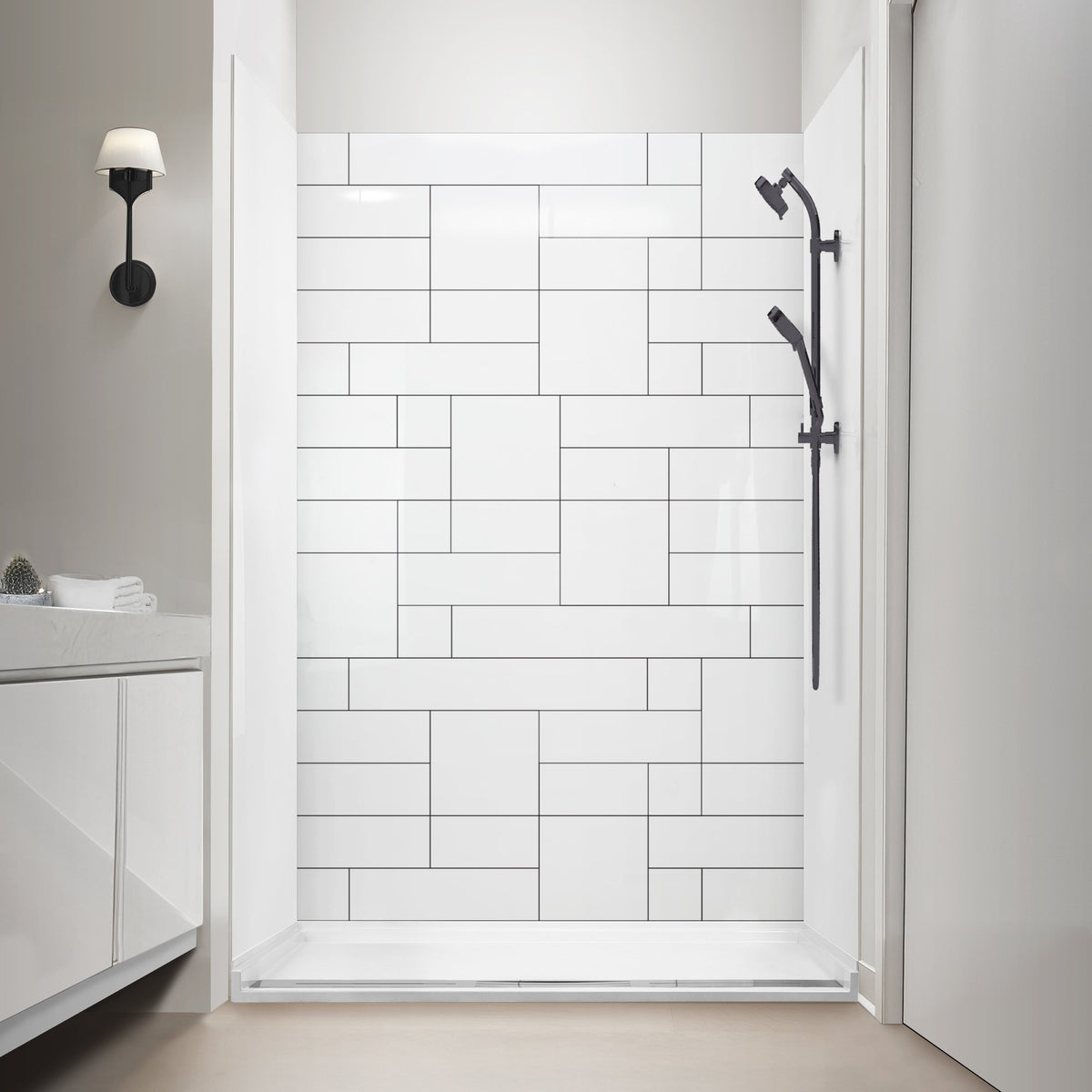 Ella's Bubbles Arrayed CNC Engravement Pattern in Acrylic, 3-Panel Shower Wall Kit 40x60x98