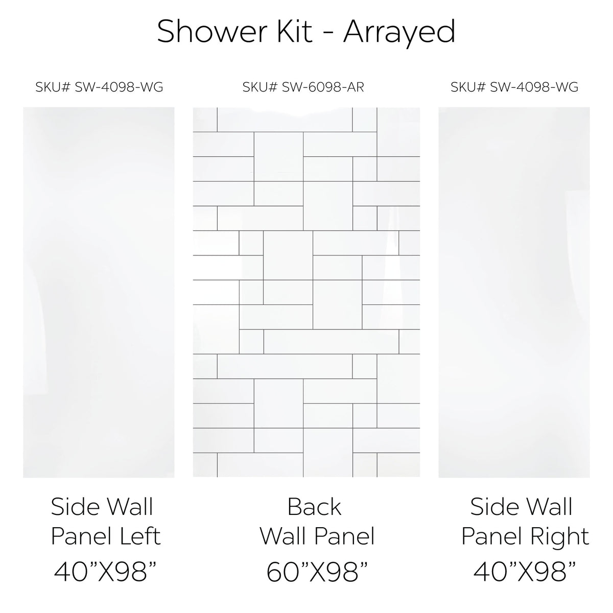 Ella's Bubbles Arrayed CNC Engravement Pattern in Acrylic, 3-Panel Shower Wall Kit 40x60x98