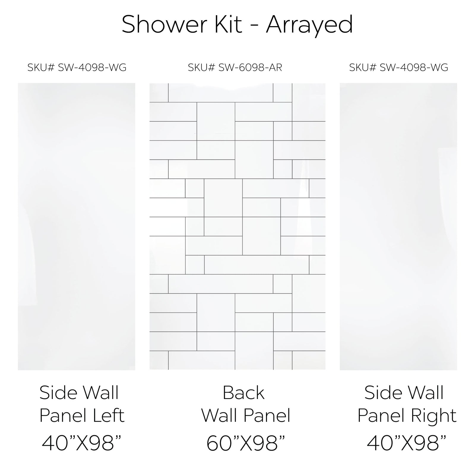 Ella's Bubbles Arrayed CNC Engravement Pattern in Acrylic, 3-Panel Shower Wall Kit 40x60x98