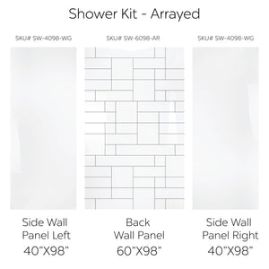 Ella's Bubbles Arrayed CNC Engravement Pattern in Acrylic, 3-Panel Shower Wall Kit 40x60x98