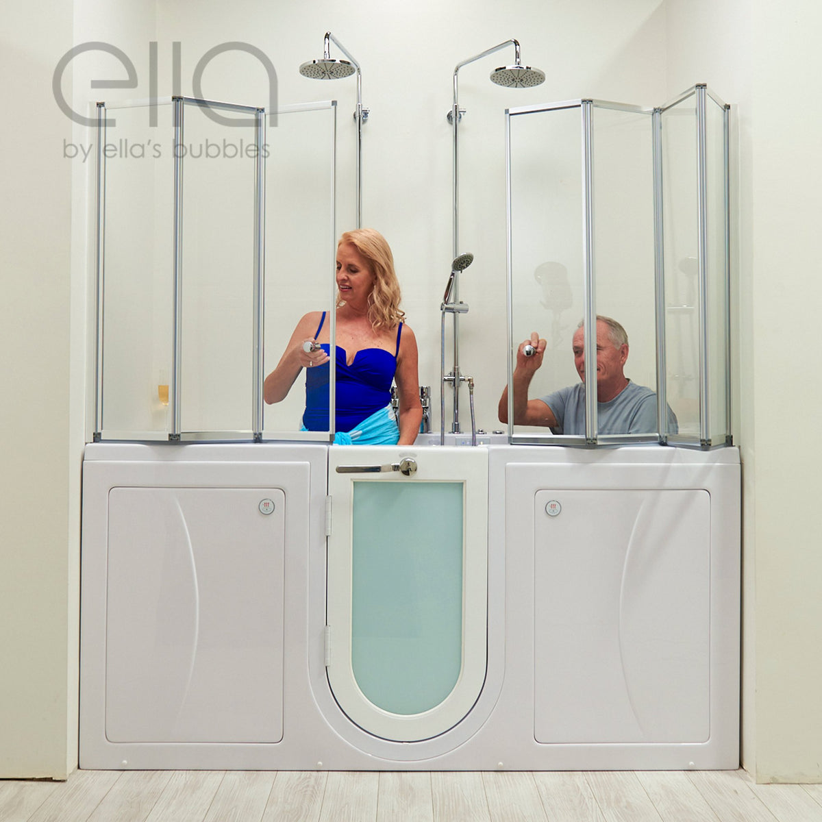 Ella's Bubbles Big4Two 36"x80" Hydro + Air Massage with Independent Foot Massage Acrylic Two Seat Walk-In-Bathtub with Two Ella 2pc Faucets TO2SA3680