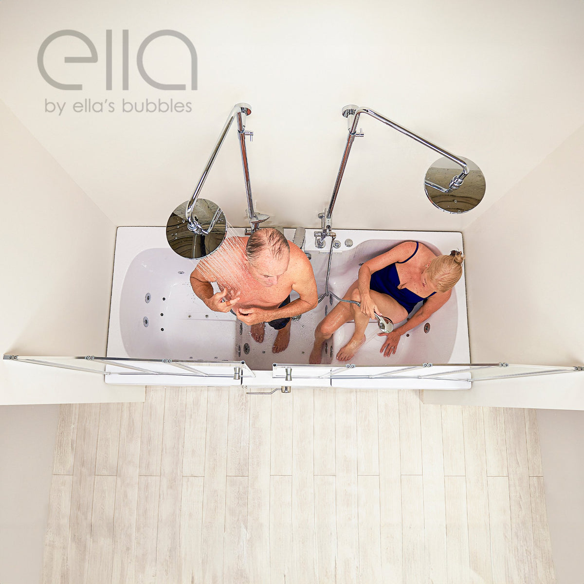 Ella's Bubbles Big4Two 36"x80" Hydro + Air Massage with Independent Foot Massage Acrylic Two Seat Walk-In-Bathtub with Two Ella 2pc Faucets TO2SA3680