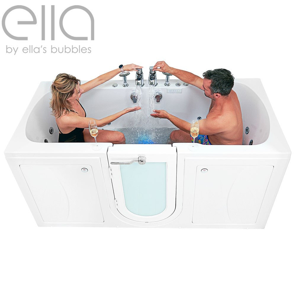 Ella's Bubbles Big4Two 36"x80" Hydro + Air Massage with Independent Foot Massage Acrylic Two Seat Walk-In-Bathtub with Two Ella 2pc Faucets TO2SA3680