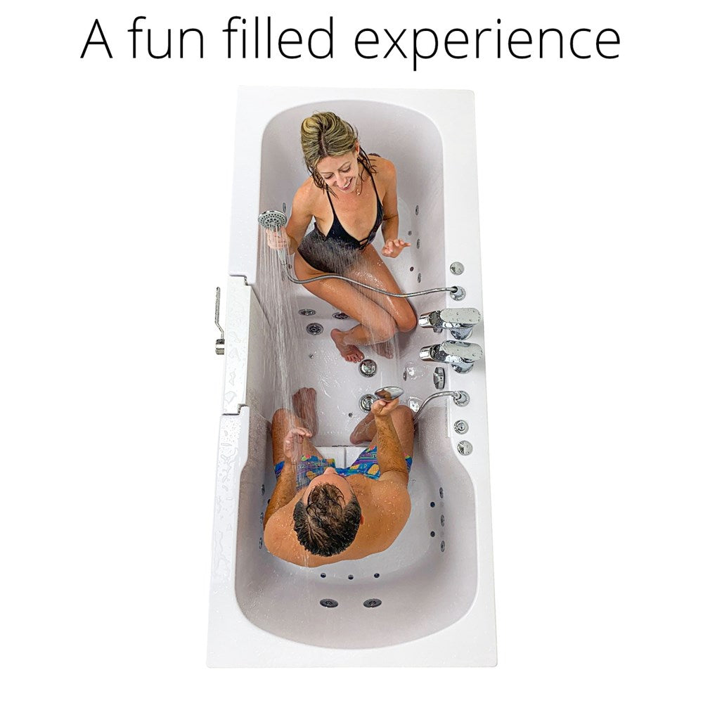 Ella's Bubbles Big4Two 36"x80" Hydro + Air Massage with Independent Foot Massage Acrylic Two Seat Walk-In-Bathtub with Two Ella 2pc Faucets TO2SA3680