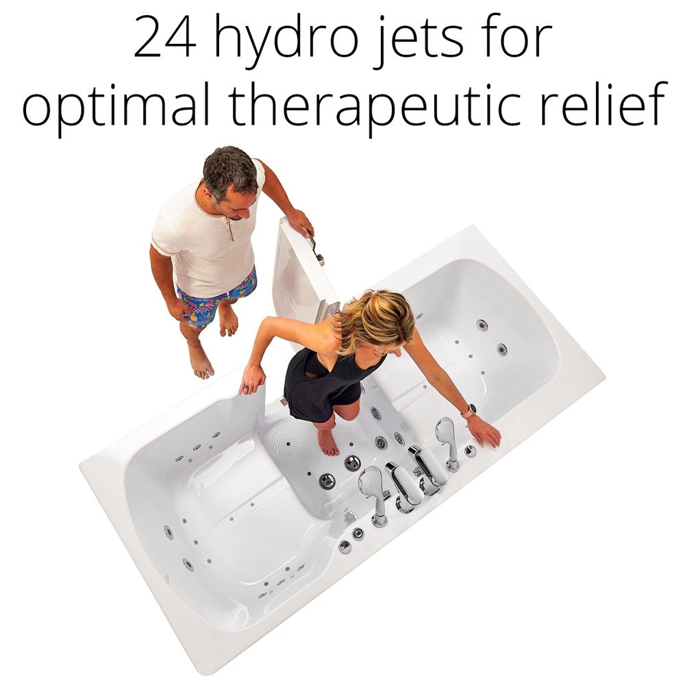 Ella's Bubbles Big4Two 36"x80" Hydro + Air Massage with Independent Foot Massage Acrylic Two Seat Walk-In-Bathtub with Two Ella 2pc Faucets TO2SA3680