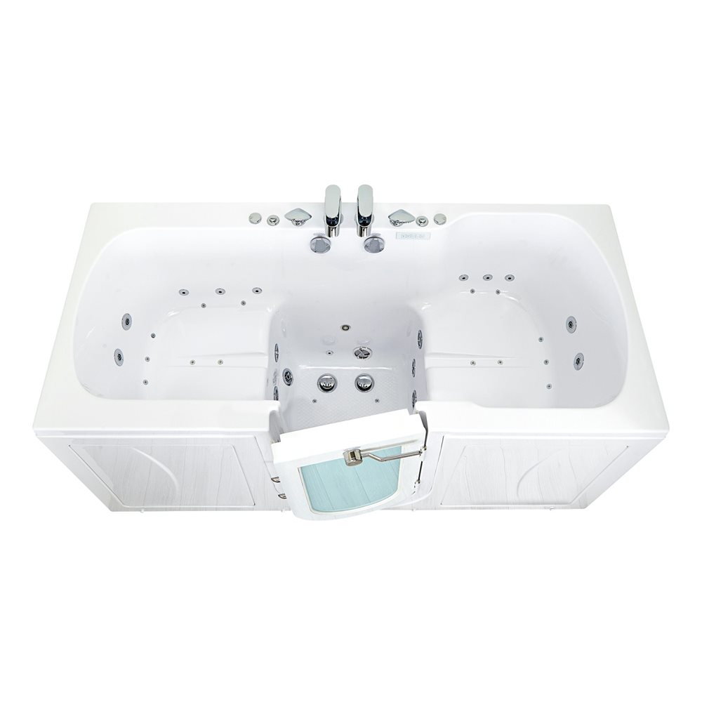 Ella's Bubbles Big4Two 36"x80" Hydro + Air Massage with Independent Foot Massage Acrylic Two Seat Walk-In-Bathtub with Two Ella 2pc Faucets TO2SA3680
