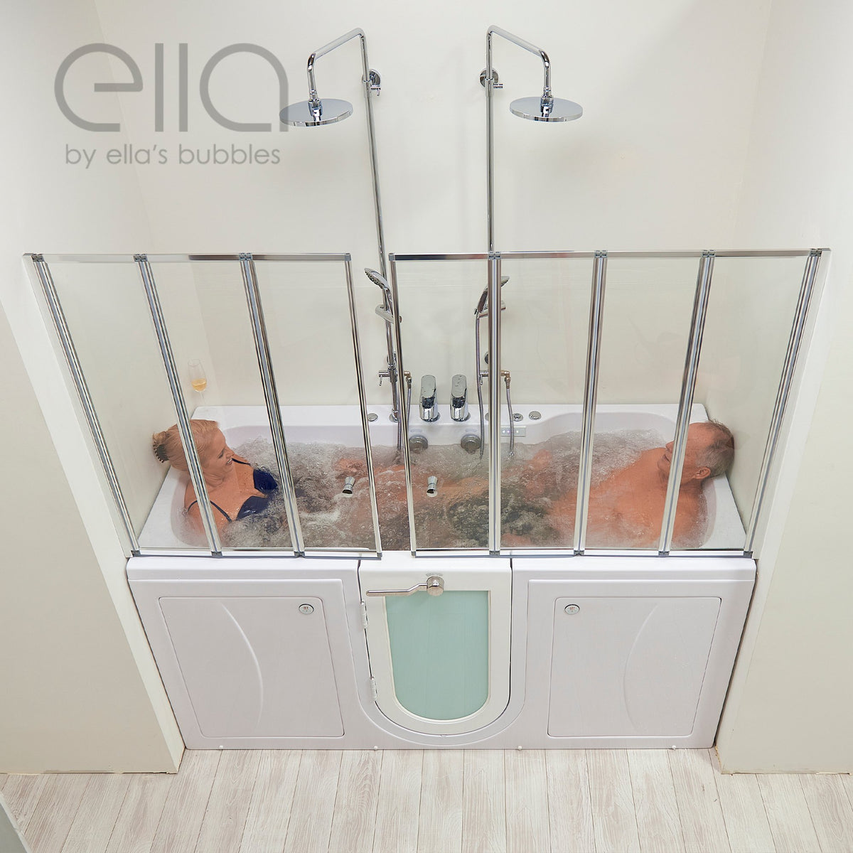 Ella's Bubbles Big4Two 36"x80" Hydro + Air Massage with Independent Foot Massage Acrylic Two Seat Walk-In-Bathtub with Two Ella 2pc Faucets TO2SA3680