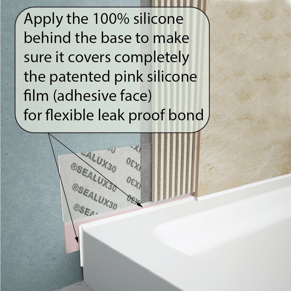 Ella's Bubbles Flexible Glue Up Tile Flange for Walk-in Tubs, Shower Bases and Bathtubs Without Flange