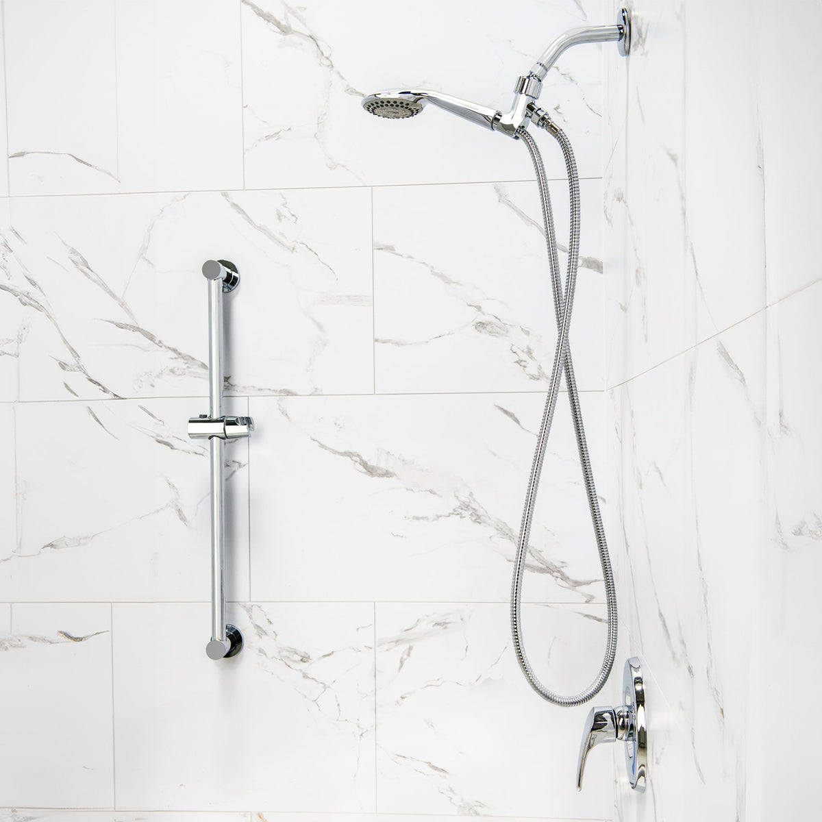 Ella's Bubbles Handheld Shower Arm and 24” Slider Attachment 4 Piece Kit HSAS