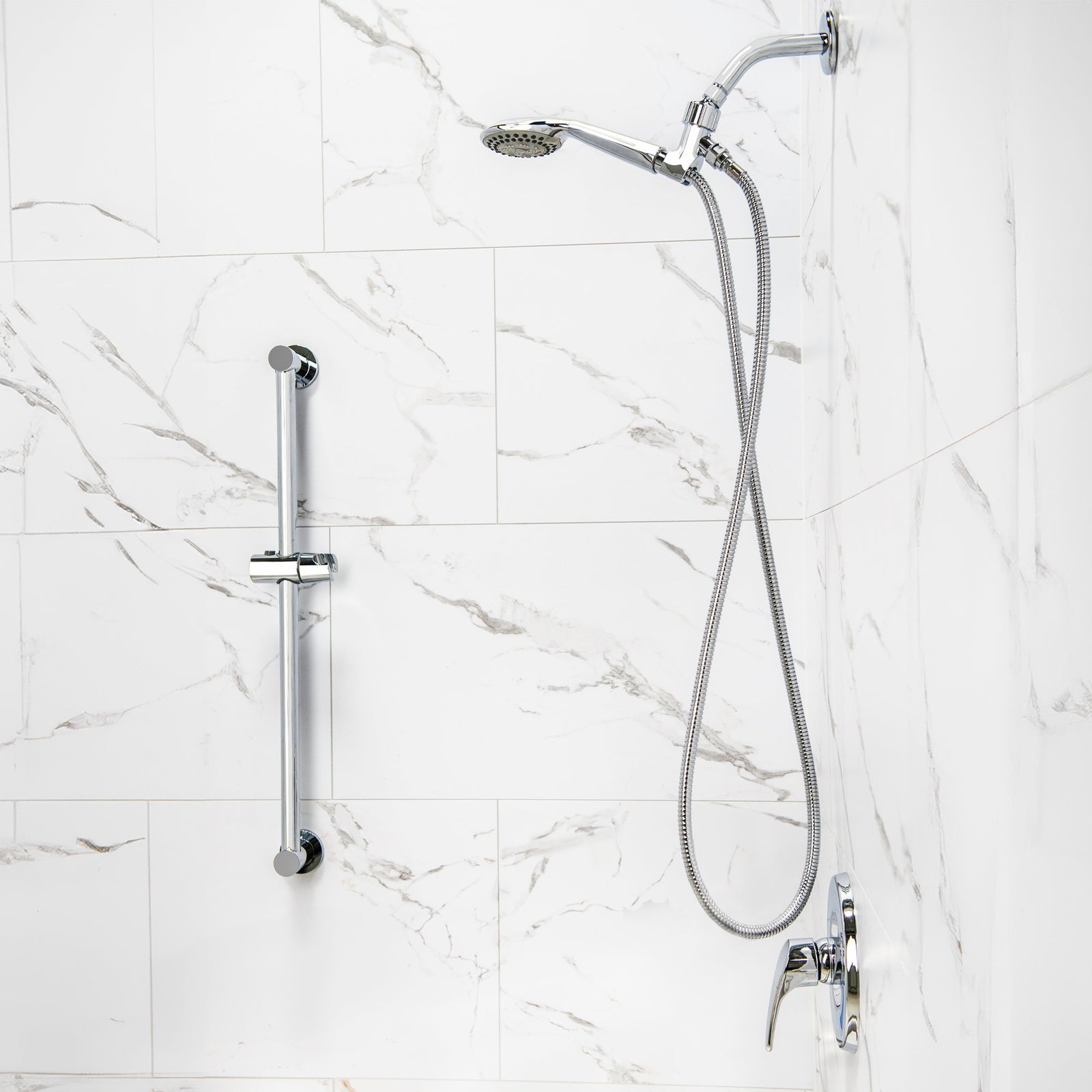 Ella's Bubbles Handheld Shower Arm and 24” Slider Attachment 4 Piece Kit HSAS