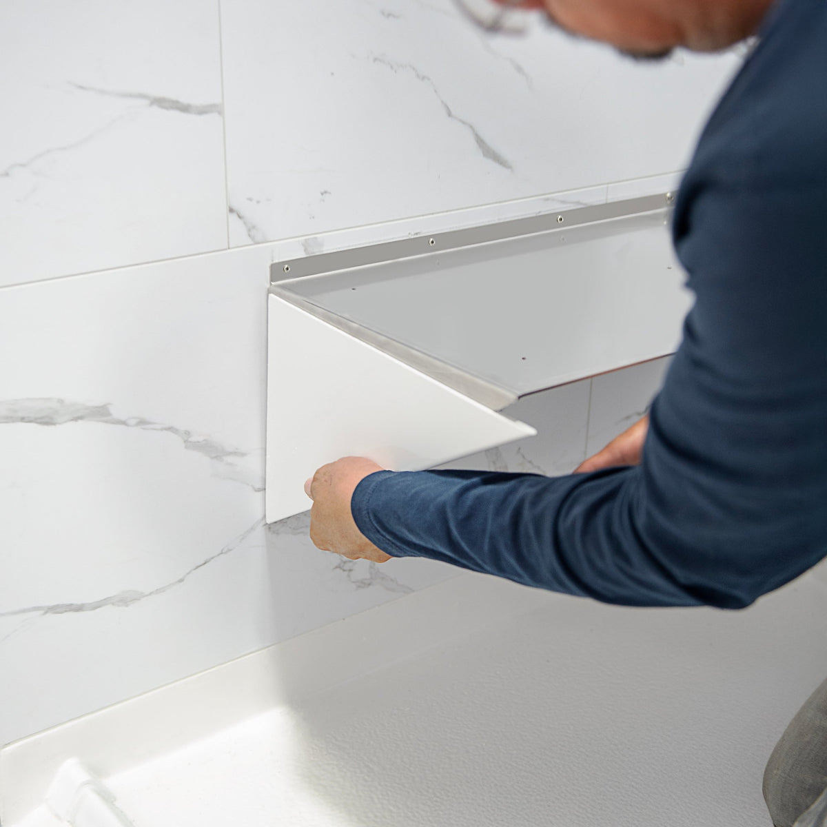 Ella's Bubbles Heavy‑Duty Oversized Bariatric Rectangular Corner Shower Seat with Stainless Steel Frame RECT-SEAT