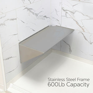 Ella's Bubbles Heavy‑Duty Oversized Bariatric Rectangular Corner Shower Seat with Stainless Steel Frame RECT-SEAT