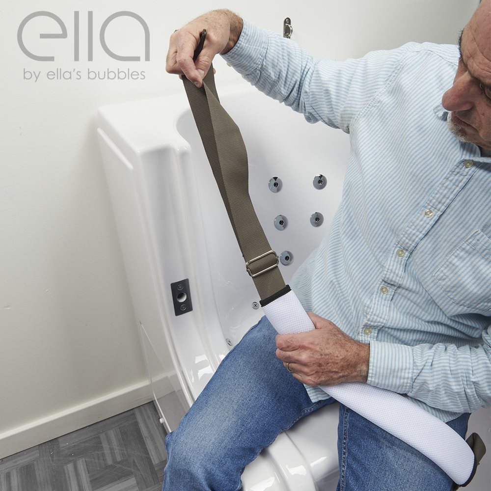 Ella's Bubbles Mount & Clip Seat Belt for Walk‑In Tub Stability or Molded Shower Seat