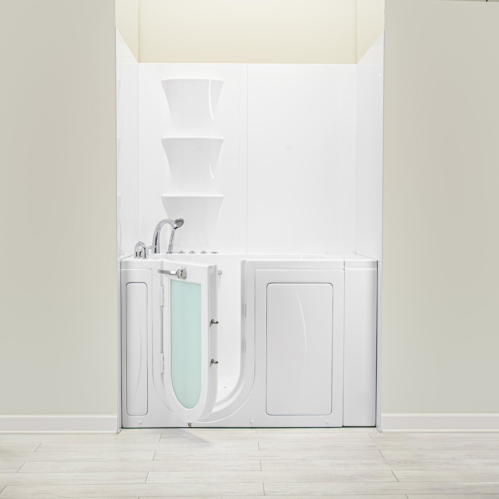 Ella's Bubbles Solid White Glossy 6‑Panel Walk‑In Tub Wall Surround Kit TW-3660-SW