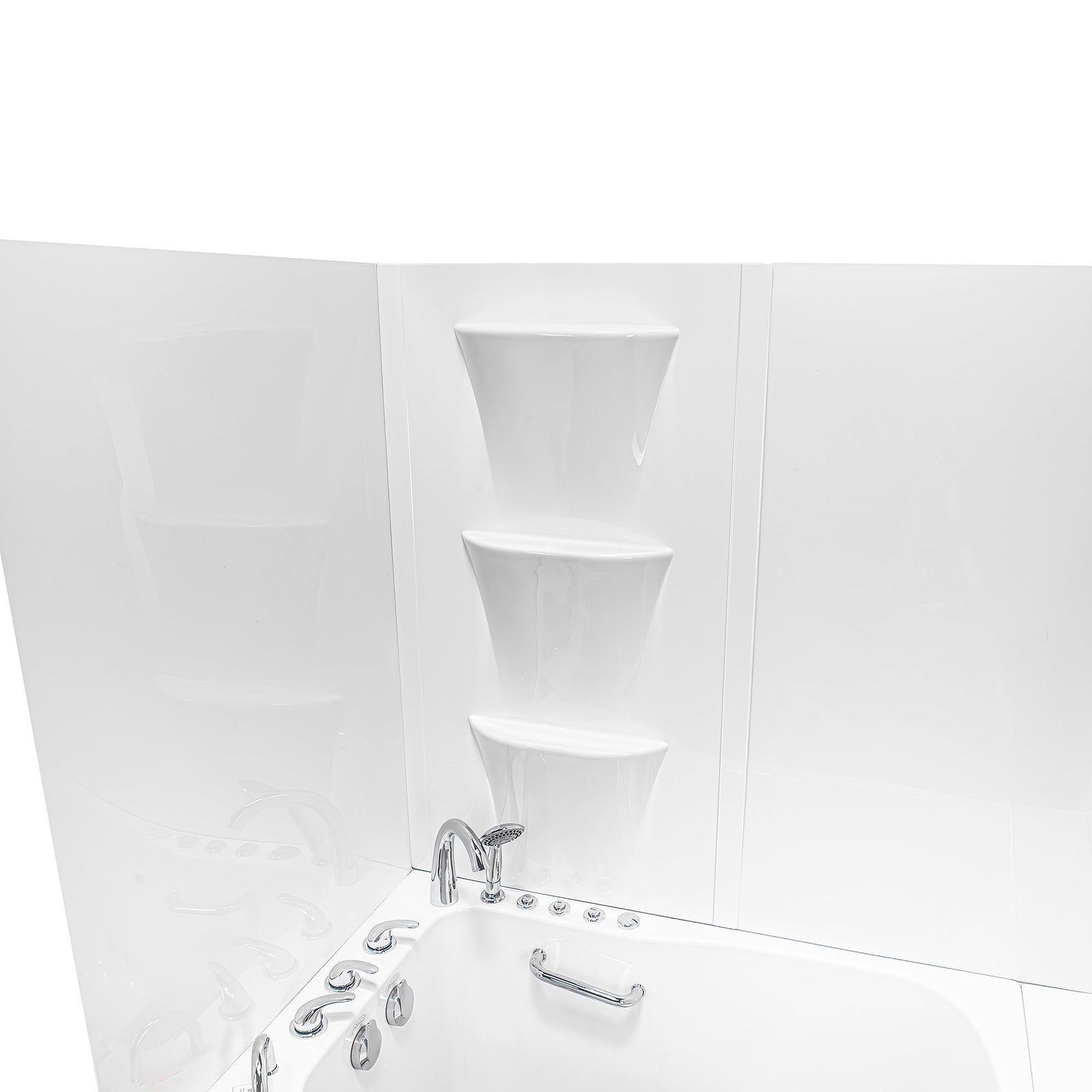 Ella's Bubbles Solid White Glossy 6‑Panel Walk‑In Tub Wall Surround Kit TW-3660-SW