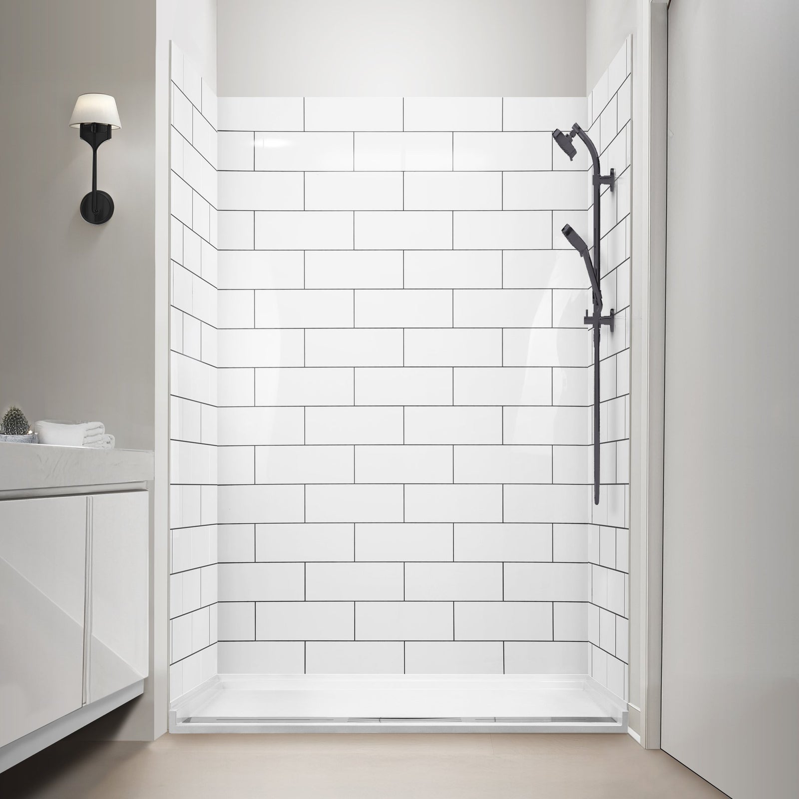 Ella's Bubbles Subway 6″ x 16″ CNC Engravement Pattern in Acrylic, 3-Panel Shower Wall Kit 40x60x98 SW-406098-SUB