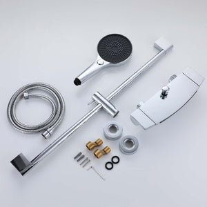 Ella's Bubbles Waterfall Bathtub Faucet Wall Mount with 24″ Slider and Hand Held Shower WMF