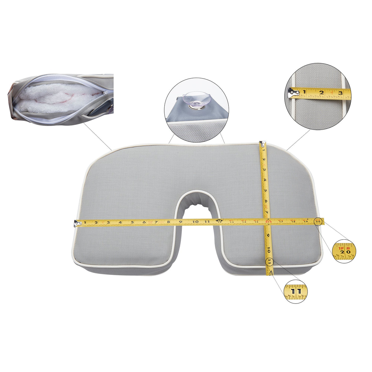 Ella's Bubbles 20 ½″ W × 13″ L × 3 ½″ H Jet‑Cutout Seat Riser Pillow for Walk‑In Tubs SeatRiser‑3U