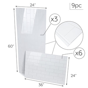 Ella's Bubbles 36" × 60" × 72" SMC 9‑Piece Shower Wall Panels SW9SMC