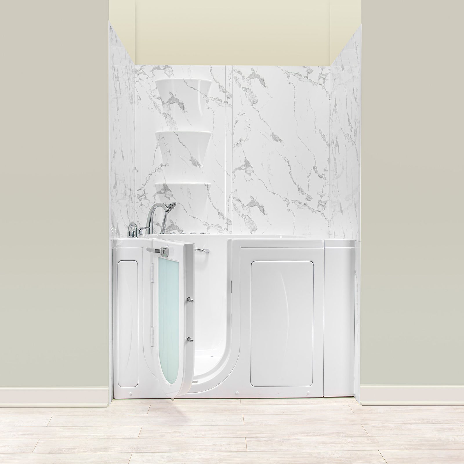 Ella's Bubbles 36″ × 60″ × 92″ Carrara White Acrylic 6‑Piece Shower Wall Panels Kit TW-3660-CW