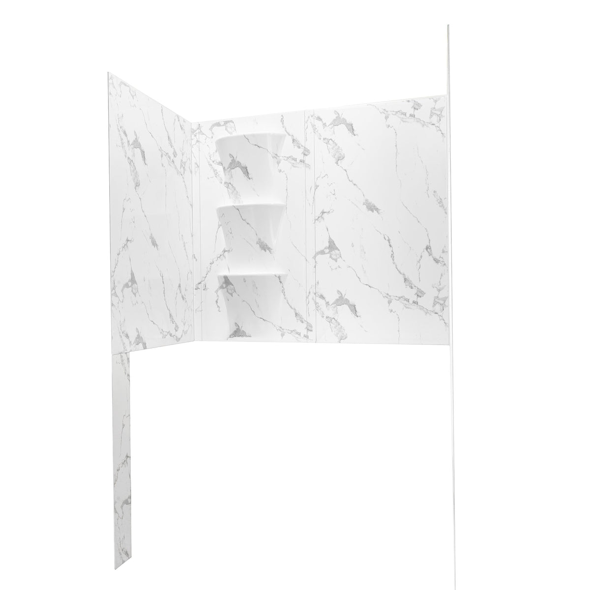 Ella's Bubbles 36″ × 60″ × 92″ Carrara White Acrylic 6‑Piece Shower Wall Panels Kit TW-3660-CW