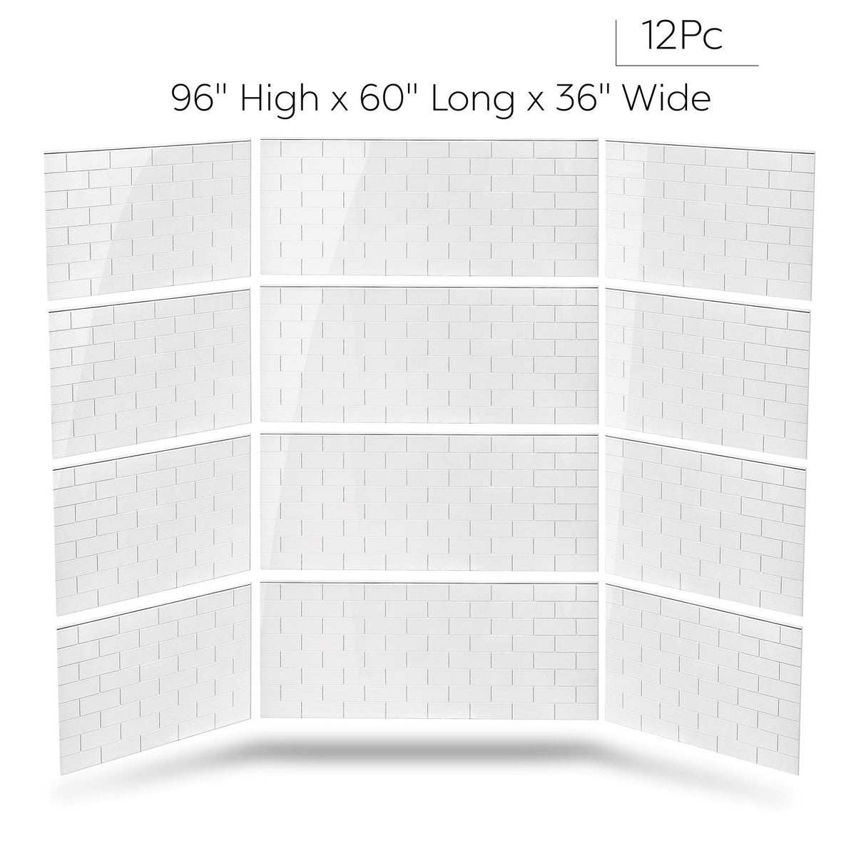 Ella's Bubbles 36" × 60" × 96" SMC 12‑Piece Shower Wall Panels SW12SMC