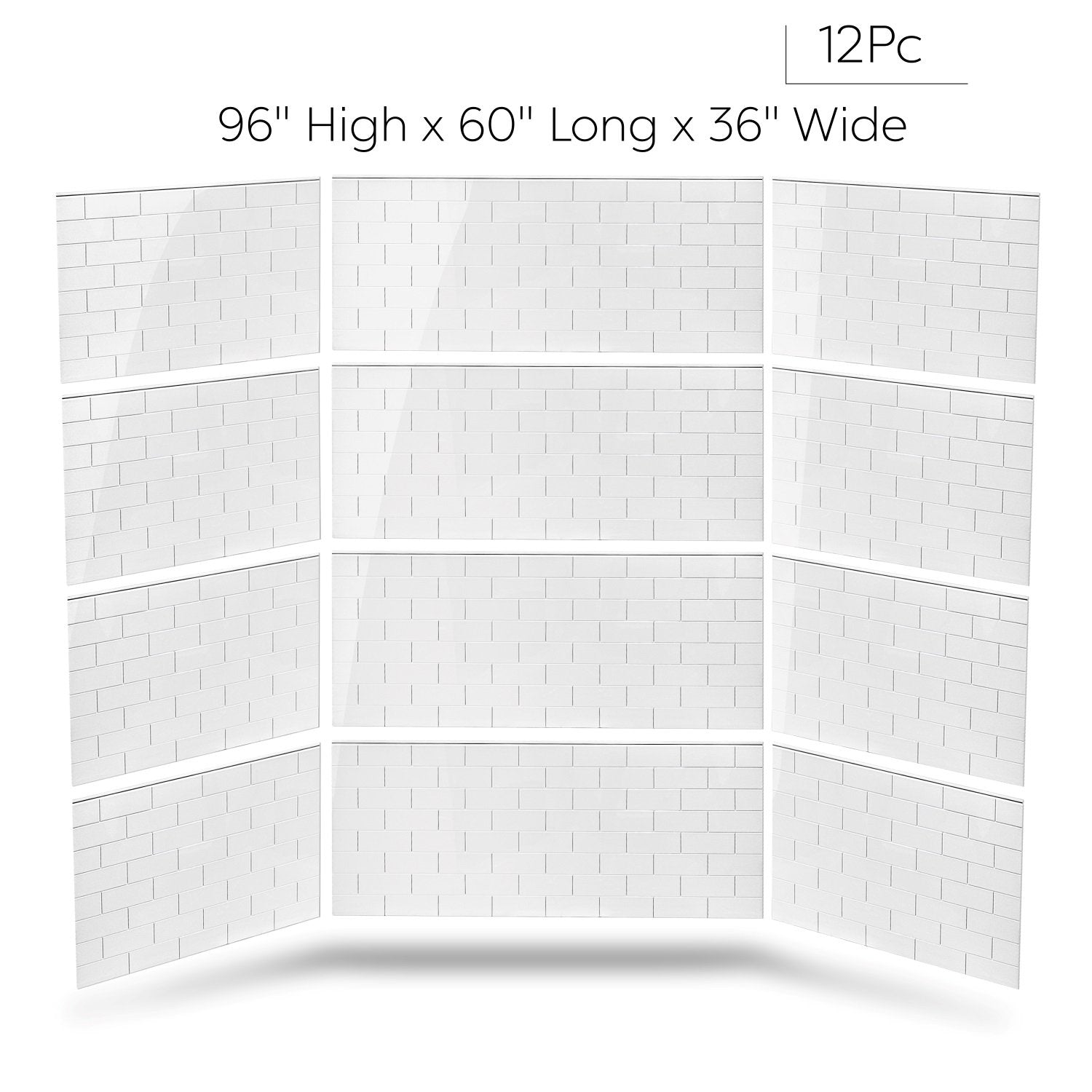 Ella's Bubbles 36" × 60" × 96" SMC 12‑Piece Shower Wall Panels SW12SMC