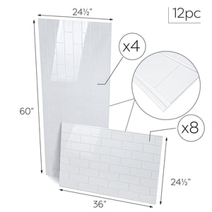 Ella's Bubbles 36" × 60" × 96" SMC 12‑Piece Shower Wall Panels SW12SMC